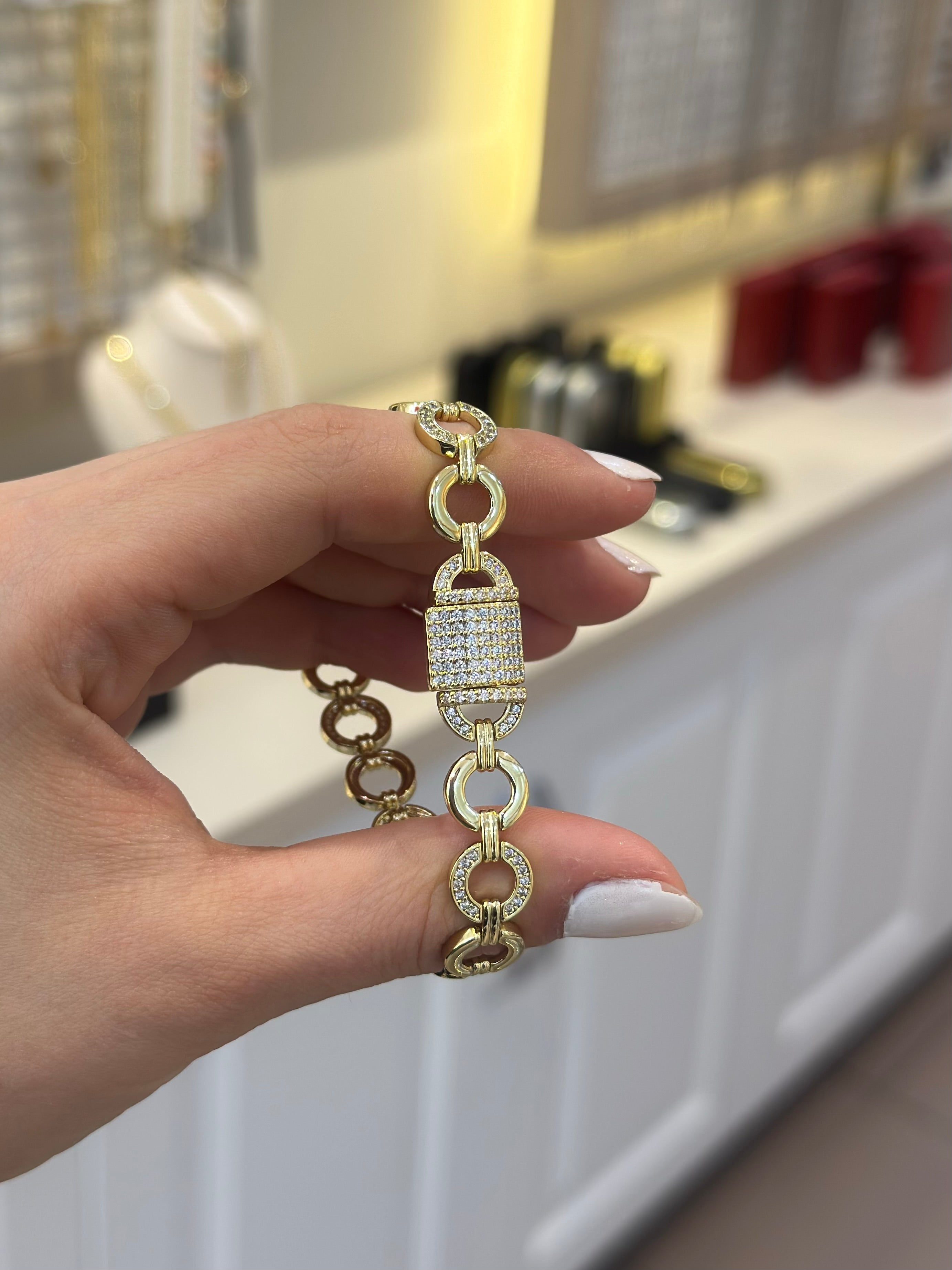 14K Xuping Kilit Model Oval Taş Bileklik