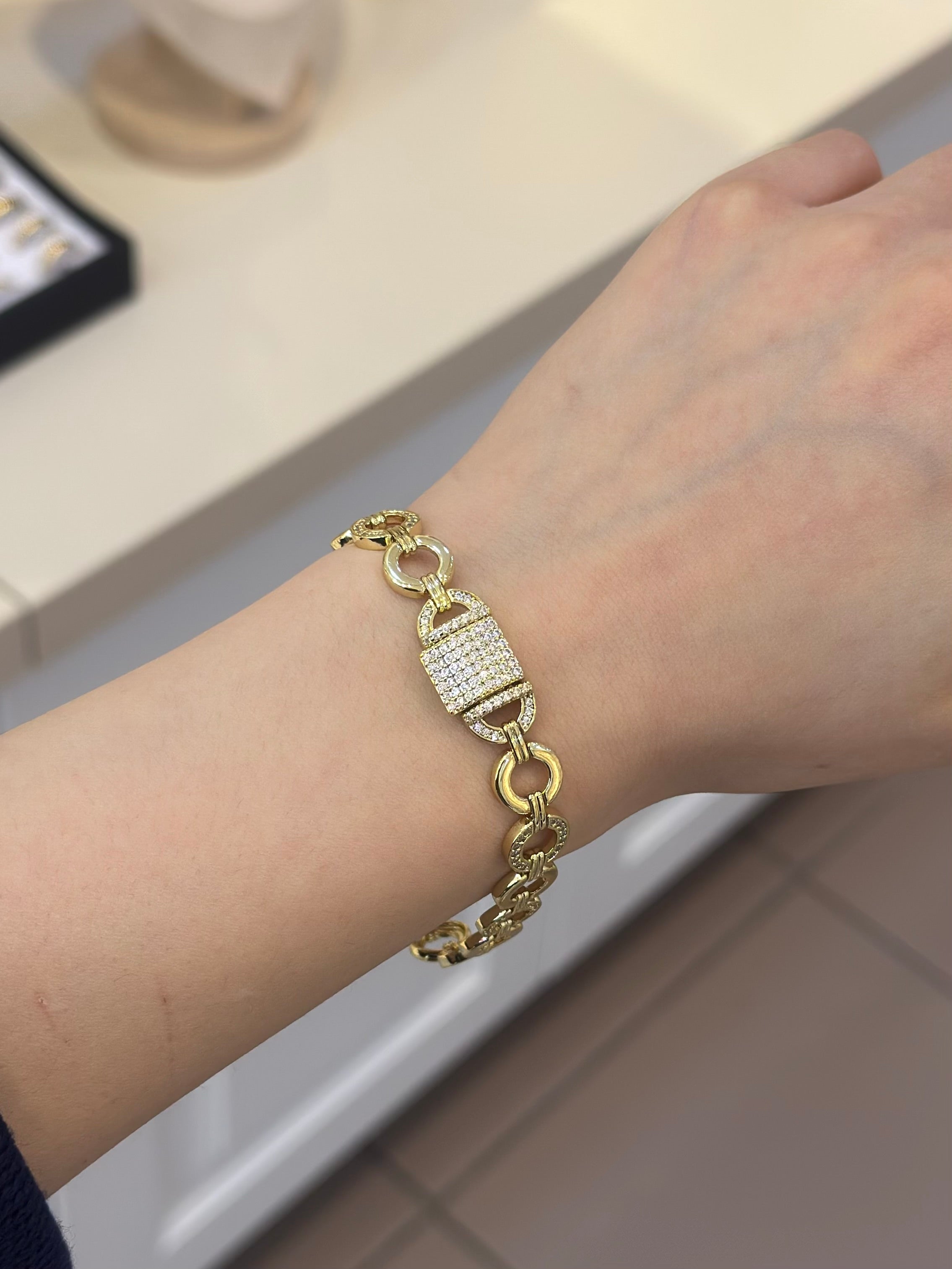 14K Xuping Kilit Model Oval Taş Bileklik