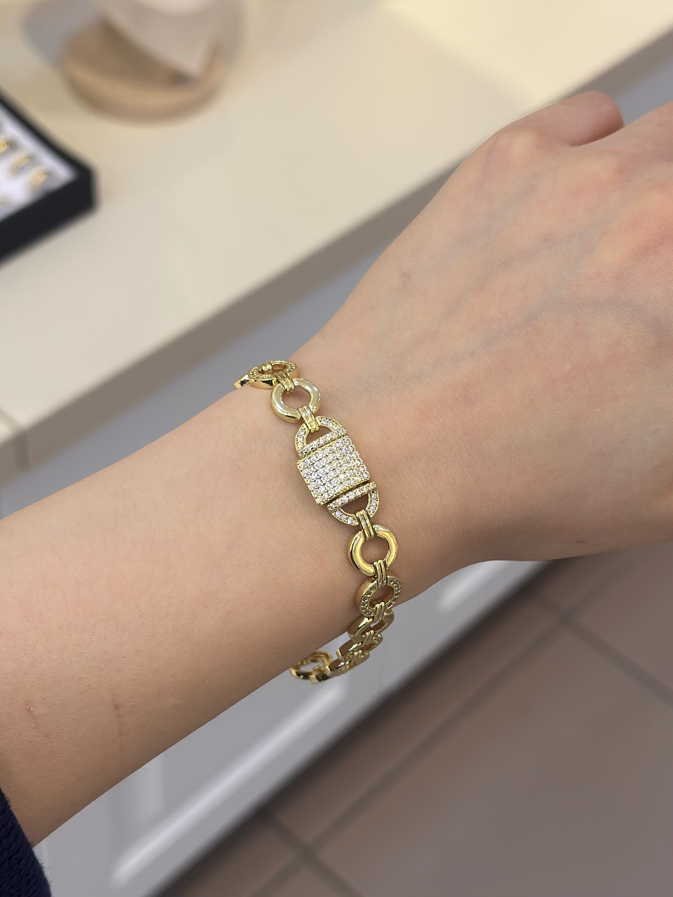14K Xuping Kilit Model Oval Taş Bileklik