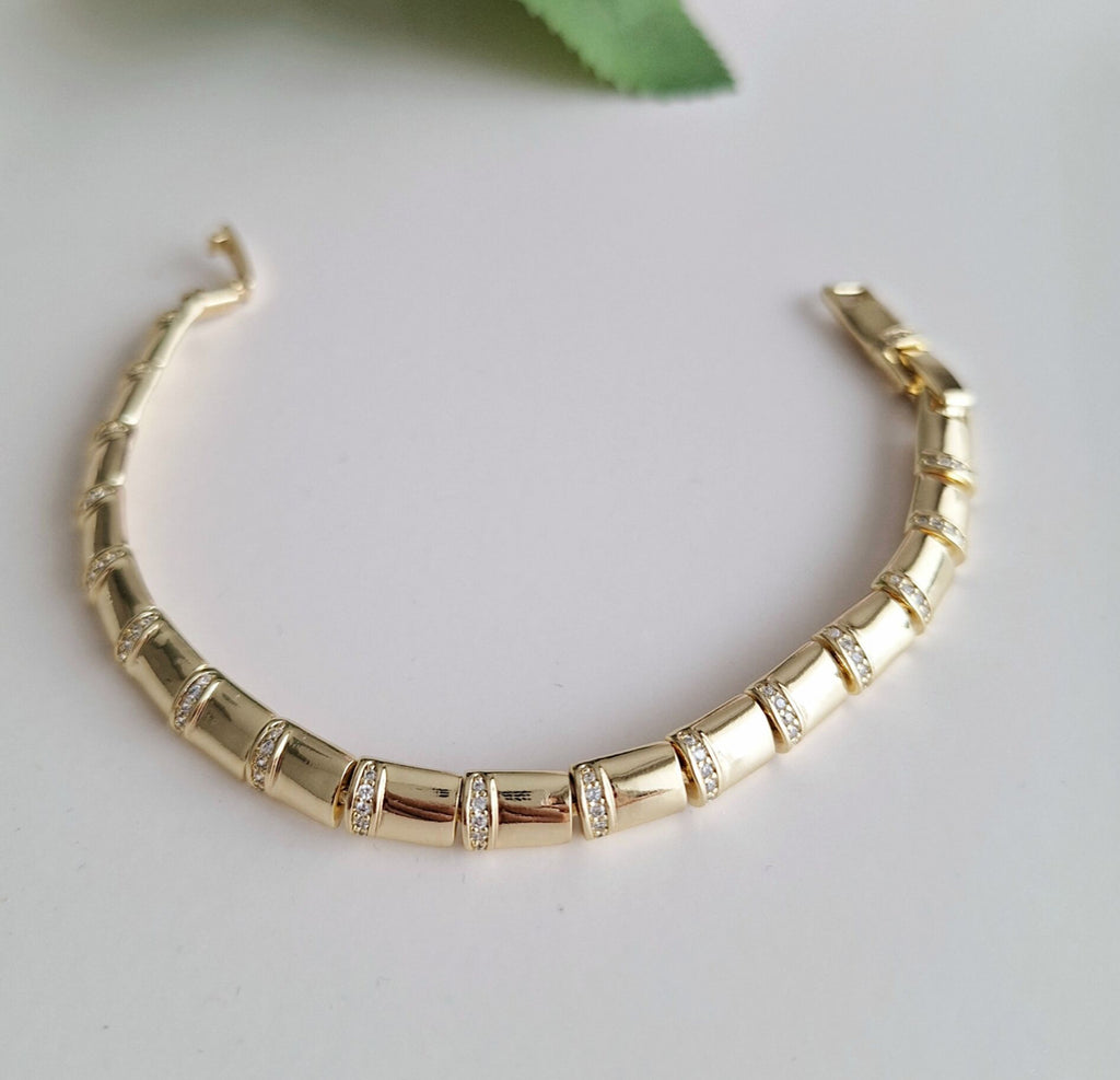 14K Xuping Taş ve Plaka Detaylı Bileklik
