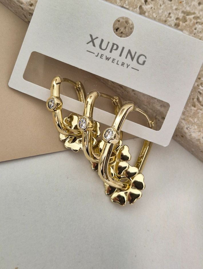 14K XUPİNG GÖÇMEN KÜPESİ ÜÇLÜ MODEL
