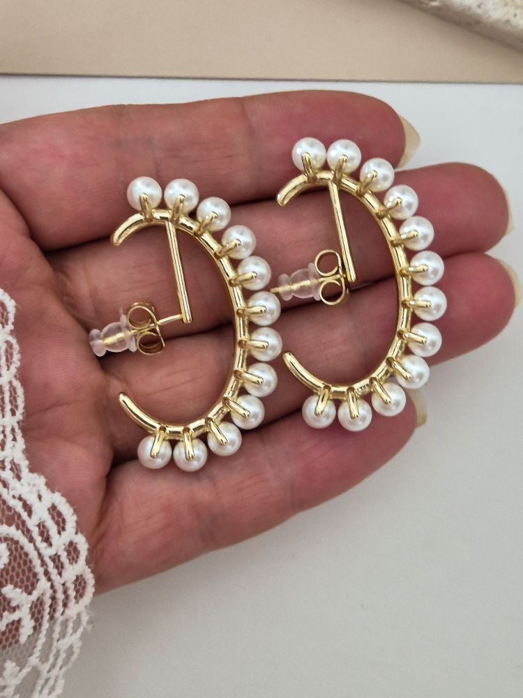 14K XUPİNG İNCİLİ KÜPE